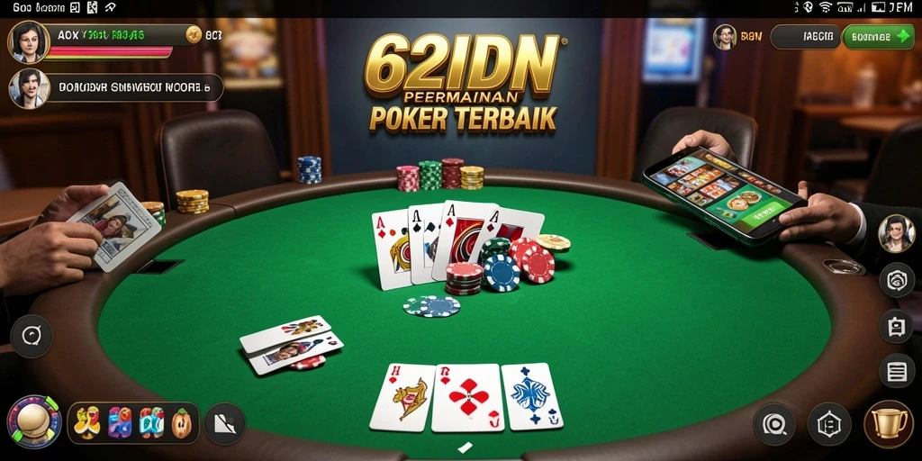 Tampilan nyata dari gameplay Poker di 62IDN yang menegangkan.