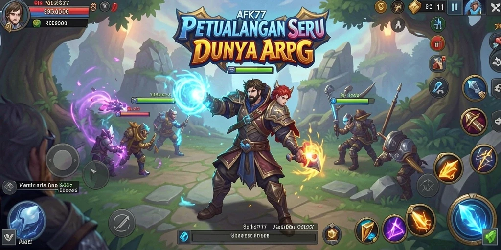 Gambaran gameplay seru dalam dunia ARPG AFK77.