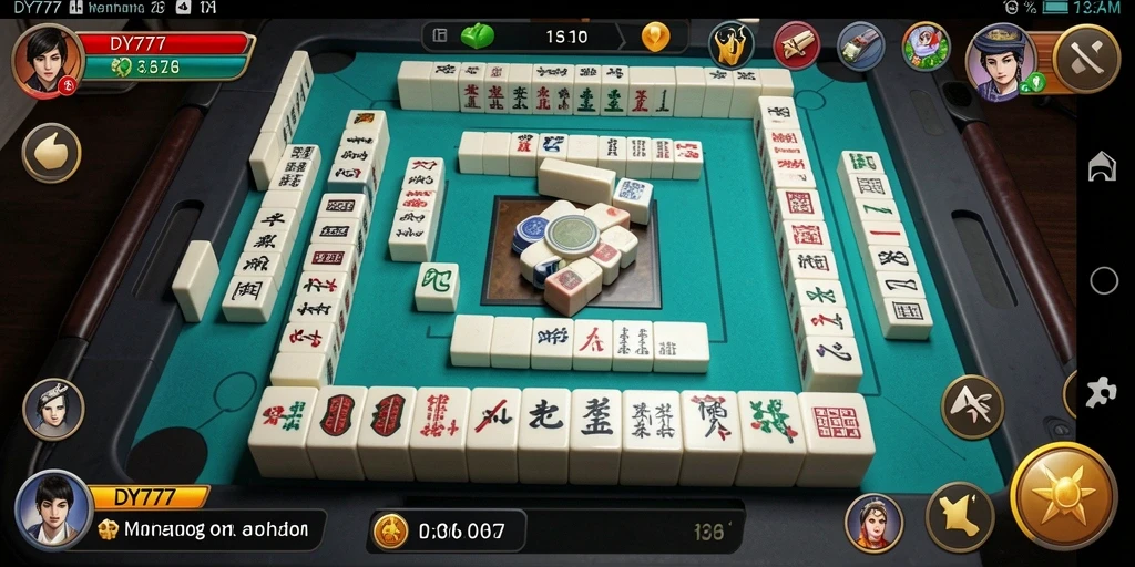 Screenshot gameplay DY777 yang menampilkan meja Mahjong seru.