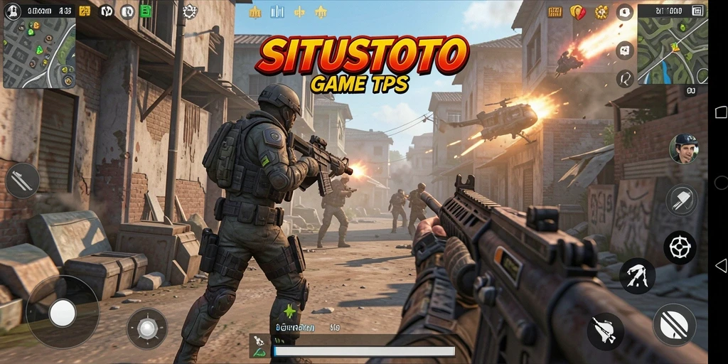 Screenshot gameplay SITUSTOTO menampilkan aksi seru dalam pertarungan TPS.